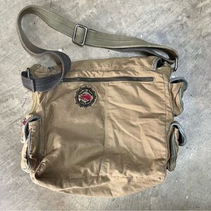 VTG Fossil Brand Messenger Bag Y2K Canvas Crossbody Patches  Distressed Utility